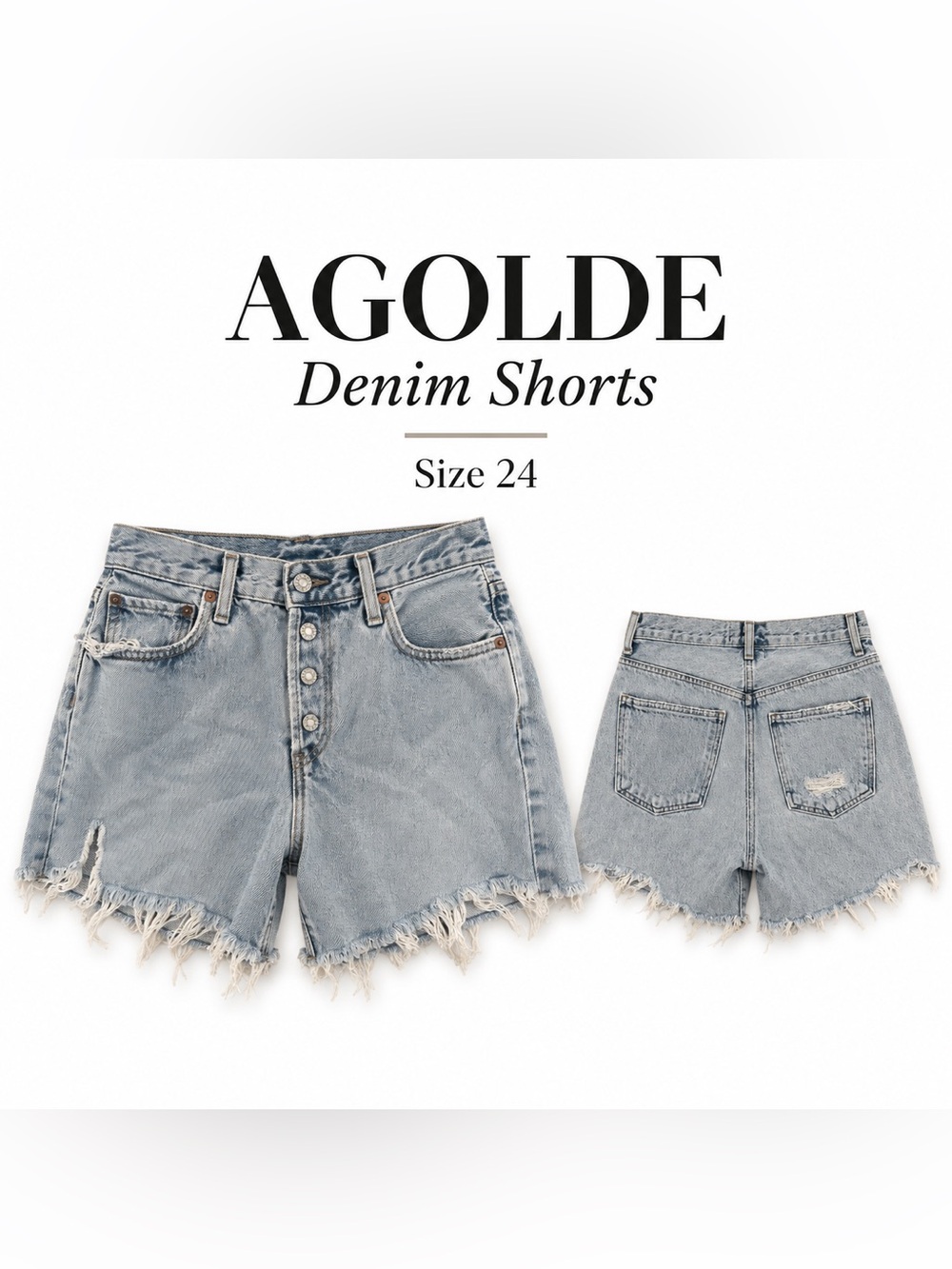 AGOLDE Distressed Denim Cutoff Shorts Size 24 Light Washing